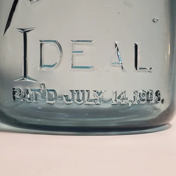 BALL Ideal Canning / Mason Jar 1 Quart Aqua Blue Mold #4 Vintage 1923 To 1933 - Picture 4 of 13